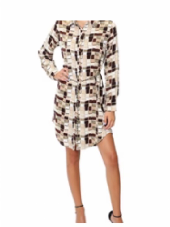 Dresses & Skirts - Geometric Patterned Shirt Dress L